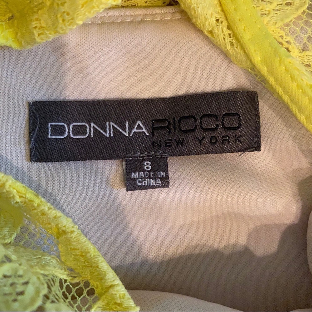 Donna Ricco Yellow Lace Dress Size 8 - Picture 11 of 13